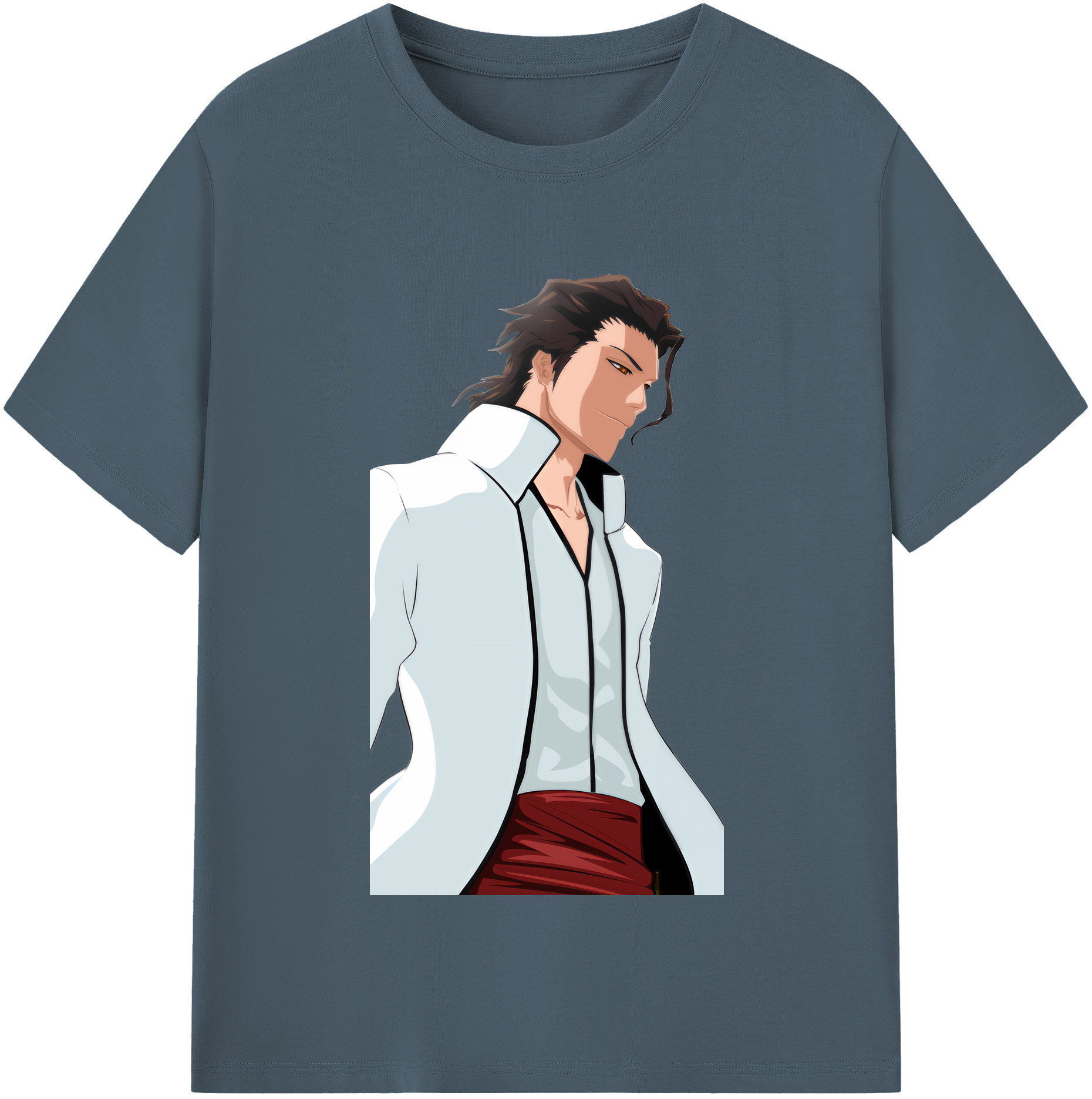 （画像用） ブリーチ 藍染 惣右介（あいぜん そうすけ） BLEACH Aizen Sousuke 綿100％半袖Tシャツ（フロントプリント）
